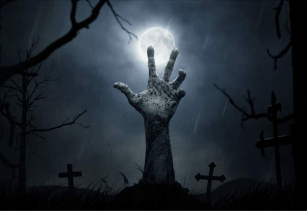 Corpse hand out of ground - metaphor for a pharmacy tech threats emerging from the shadows